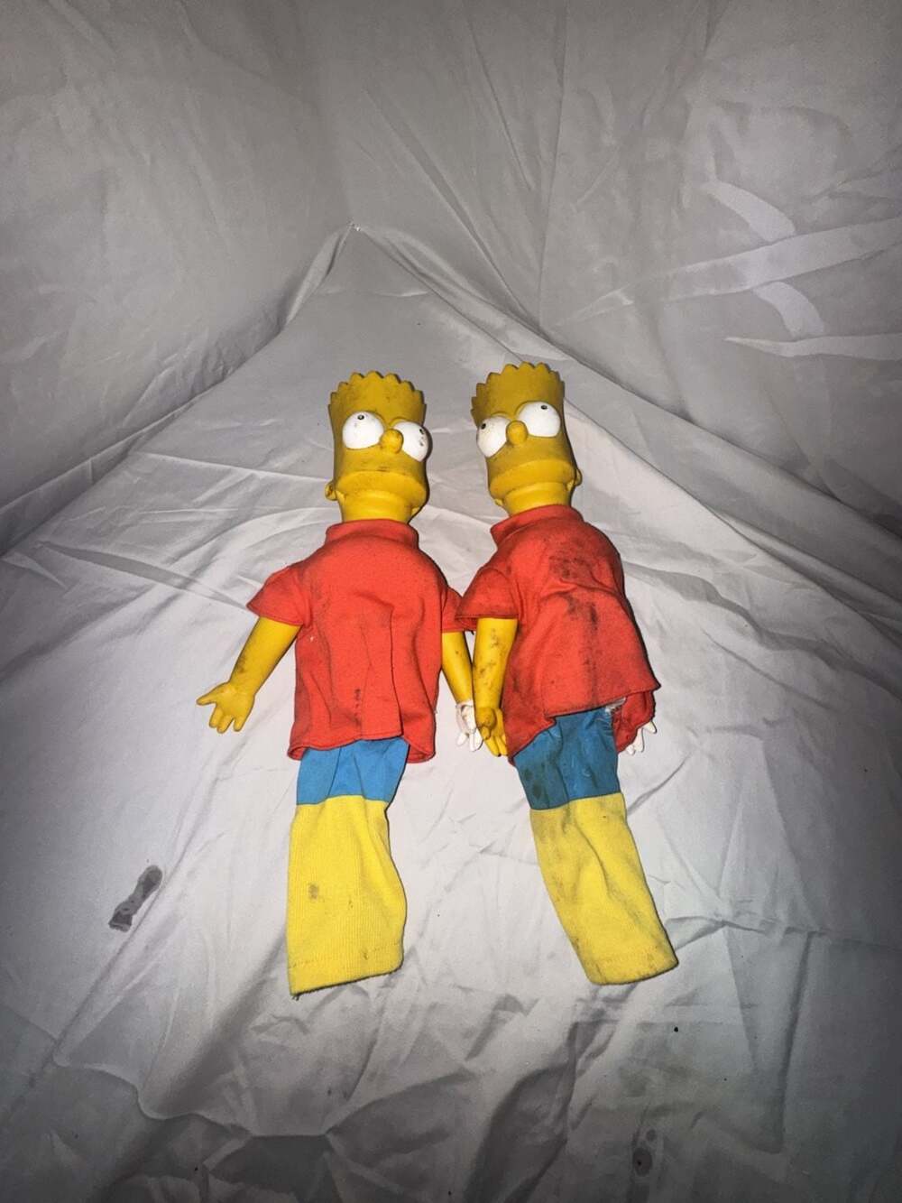 Vintage 1990 The Simpsons Bart Simpson Rubber Head Plush Lot of 2 (stained)